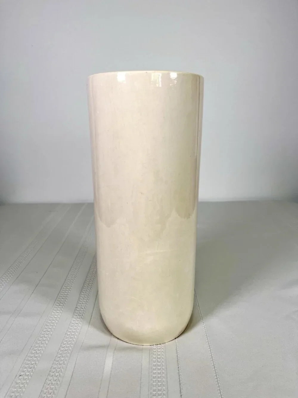 Vintage 50s Art Pottery Vase MCM Handpainted Flowers Ceramic Boho Mid Century